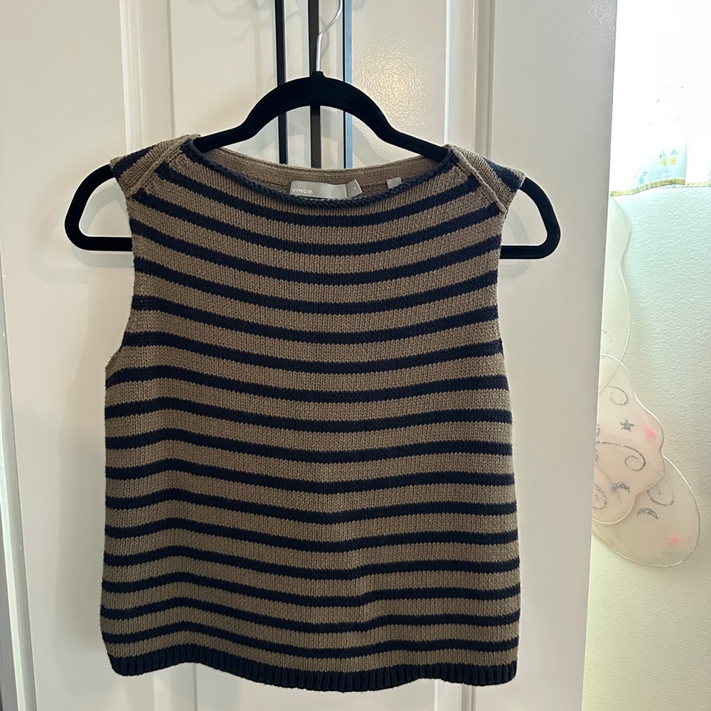 Vince Striped Sleeveless Knit Top